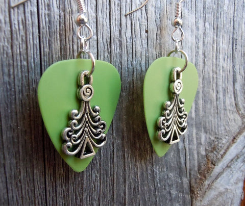 CLEARANCE Christmas Tree Charm Guitar Pick Earrings - Pick Your Color