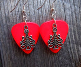 CLEARANCE Christmas Tree Charm Guitar Pick Earrings - Pick Your Color