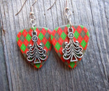 CLEARANCE Christmas Tree Charm Guitar Pick Earrings - Pick Your Color