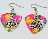 CLEARANCE Christmas Tree Charm Guitar Pick Earrings - Pick Your Color