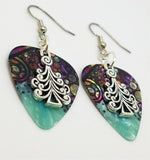 CLEARANCE Christmas Tree Charm Guitar Pick Earrings - Pick Your Color