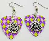 CLEARANCE Christmas Tree Charm Guitar Pick Earrings - Pick Your Color