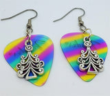 CLEARANCE Christmas Tree Charm Guitar Pick Earrings - Pick Your Color