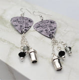 Coffee Words Guitar Pick Earrings with Coffee Cup Charm and Swarovski Crystal Dangles