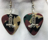 Cowboy Boot and Spur Charm Guitar Pick Earrings - Pick Your Color