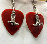 Cowboy Boot and Spur Charm Guitar Pick Earrings - Pick Your Color