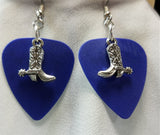 Cowboy Boot and Spur Charm Guitar Pick Earrings - Pick Your Color