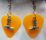 Cowboy Boot and Spur Charm Guitar Pick Earrings - Pick Your Color
