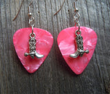 Cowboy Boot and Spur Charm Guitar Pick Earrings - Pick Your Color