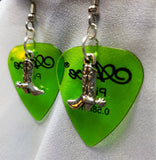 Cowboy Boot and Spur Charm Guitar Pick Earrings - Pick Your Color