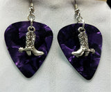 Cowboy Boot and Spur Charm Guitar Pick Earrings - Pick Your Color