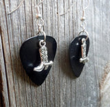 Cowboy Boot and Spur Charm Guitar Pick Earrings - Pick Your Color
