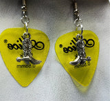 Cowboy Boot and Spur Charm Guitar Pick Earrings - Pick Your Color