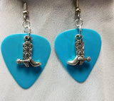 Cowboy Boot and Spur Charm Guitar Pick Earrings - Pick Your Color