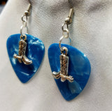 Cowboy Boot and Spur Charm Guitar Pick Earrings - Pick Your Color