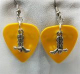 Cowboy Boot and Spur Charm Guitar Pick Earrings - Pick Your Color