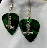 Cowboy Boot and Spur Charm Guitar Pick Earrings - Pick Your Color