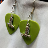 Cowboy Boot and Spur Charm Guitar Pick Earrings - Pick Your Color