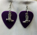 Cowboy Boot and Spur Charm Guitar Pick Earrings - Pick Your Color