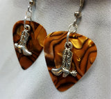 Cowboy Boot and Spur Charm Guitar Pick Earrings - Pick Your Color