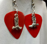 Cowboy Boot and Spur Charm Guitar Pick Earrings - Pick Your Color