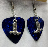 Cowboy Boot and Spur Charm Guitar Pick Earrings - Pick Your Color