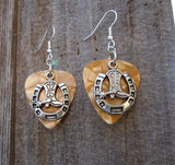 CLEARANCE Cowboy Boot and Horseshoe Charm Guitar Pick Earrings - Pick Your Color