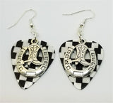 CLEARANCE Cowboy Boot and Horseshoe Charm Guitar Pick Earrings - Pick Your Color