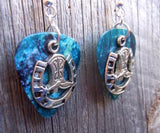 CLEARANCE Cowboy Boot and Horseshoe Charm Guitar Pick Earrings - Pick Your Color