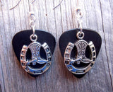 CLEARANCE Cowboy Boot and Horseshoe Charm Guitar Pick Earrings - Pick Your Color