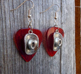 CLEARANCE Cowboy Hat Charm Guitar Pick Earrings - Pick Your Color