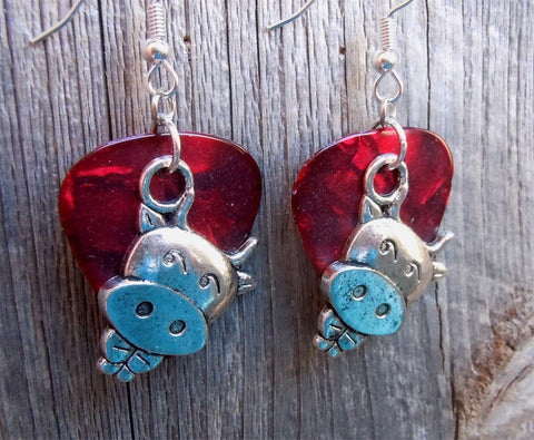Cow Charm Guitar Picks Earrings - Pick Your Color