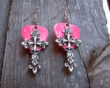 Large Cross Charm Guitar Pick Earrings - Pick Your Color