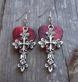 Large Cross Charm Guitar Pick Earrings - Pick Your Color