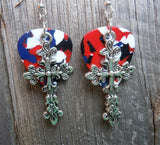 Large Cross Charm Guitar Pick Earrings - Pick Your Color