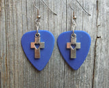 CLEARANCE Cross with Heart Cut Out Charm Guitar Pick Earrings - Pick Your Color