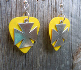 CLEARANCE Iron Cross Charm Guitar Pick Earrings - Pick Your Color