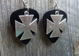 CLEARANCE Iron Cross Charm Guitar Pick Earrings - Pick Your Color