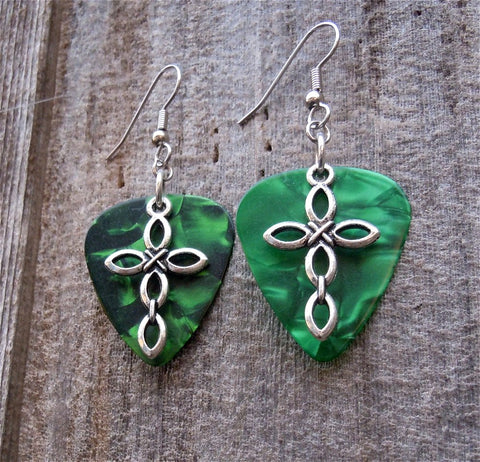 Cross Charm Guitar Pick Earrings - Pick Your Color