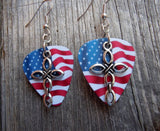 Cross Charm Guitar Pick Earrings - Pick Your Color