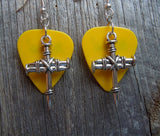CLEARANCE Bound Nails Cross Charm Guitar Pick Earrings - Pick Your Color