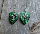CLEARANCE Scrolling Cross Charm Guitar Picks Earrings - Pick Your Color