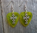 CLEARANCE Scrolling Cross Charm Guitar Picks Earrings - Pick Your Color