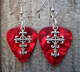 CLEARANCE Scrolling Cross Charm Guitar Picks Earrings - Pick Your Color