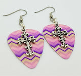 CLEARANCE Scrolling Cross Charm Guitar Picks Earrings - Pick Your Color