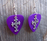 CLEARANCE Scrolling Cross Charm Guitar Picks Earrings - Pick Your Color