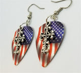 CLEARANCE Scrolling Cross Charm Guitar Picks Earrings - Pick Your Color