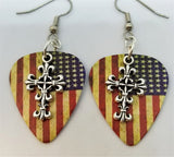 CLEARANCE Scrolling Cross Charm Guitar Picks Earrings - Pick Your Color