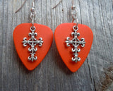 CLEARANCE Scrolling Cross Charm Guitar Picks Earrings - Pick Your Color