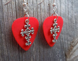 CLEARANCE Scrolling Cross Charm Guitar Picks Earrings - Pick Your Color